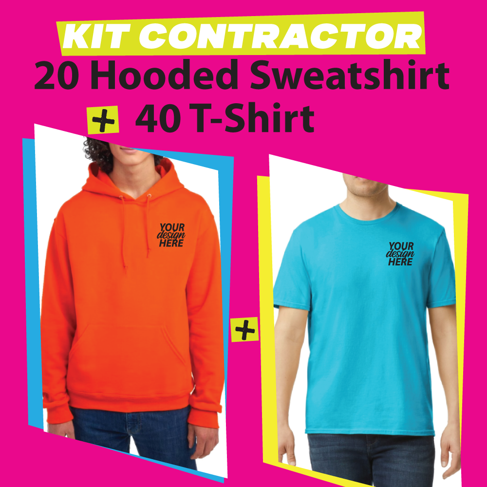 Kit Contractor 20 Hoodded Sweatshirt  + 40 T-shirt